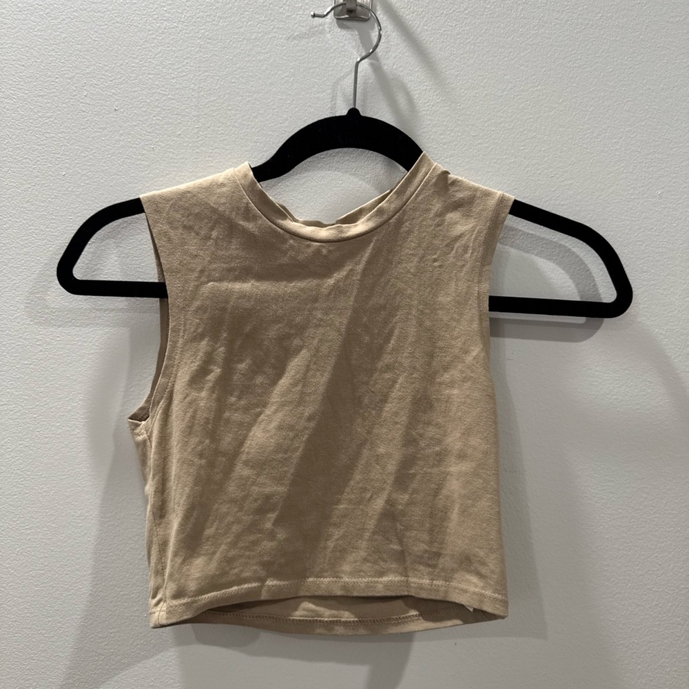 Beige Sleeveless Crop Top